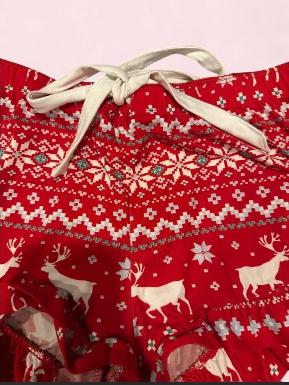 Festive Red Reindeer Knit Lounge Shorts - Brand Unknown